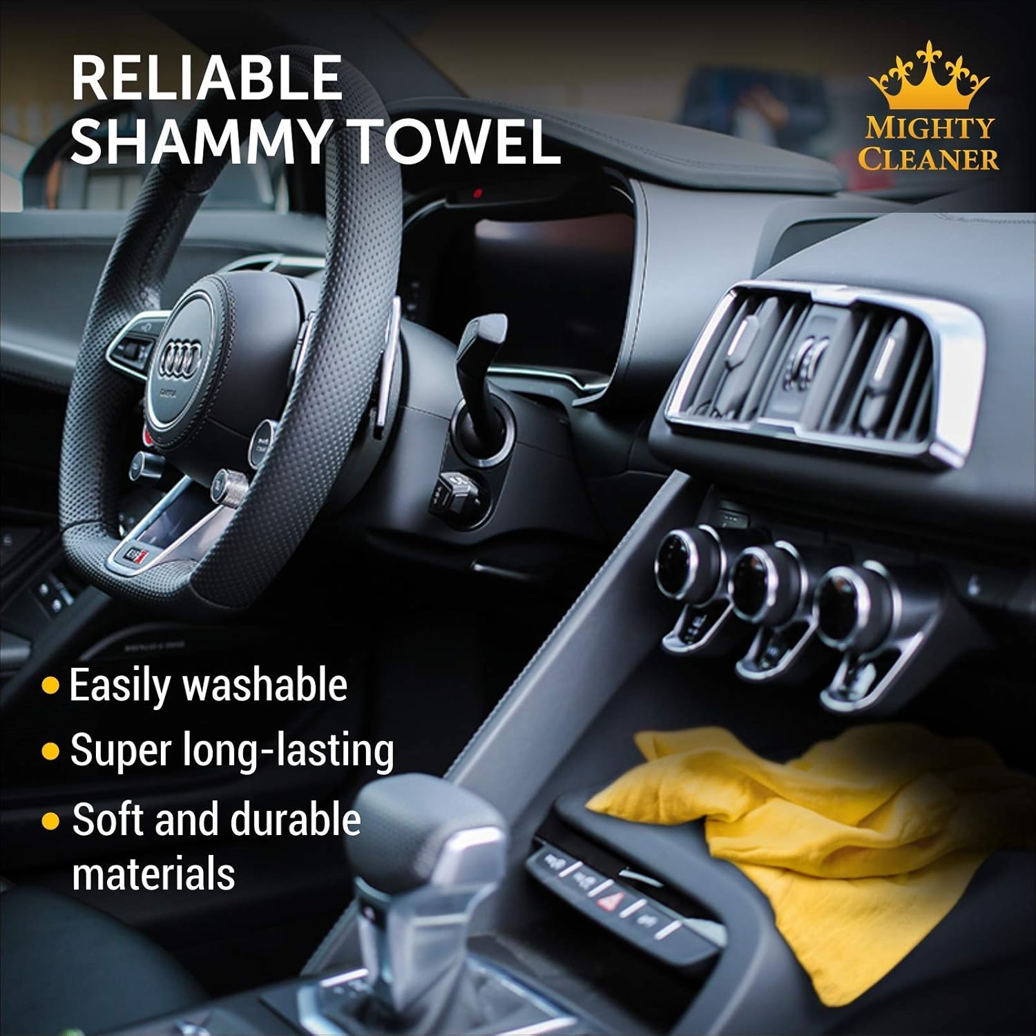 Premium Mini Chamois Cloth for Car - 2pack +1 Bonus Car Shammy Towel -17”x13” - Super Absorbent Reusable Shammy Cloth for Car - Scratch-Free: Kitchen & Dining