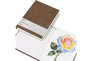Arrtx Sketchbook, A5 (5.8 x 8.3 Inch) 50% Cotton Drawing Paper, 230gsm/105lb, 48 Sheets, Hard Cover, Lay-Flat Binding,Acid-Fr