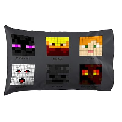Buy Minecraft Pixel Friends 1 Single Pillowcase Double Sided Kids Super Soft Bedding Features Creeper Enderman Zombie Skeleton Alex Steve Official Minecraft Product Online In Kazakhstan B08g5c95bs