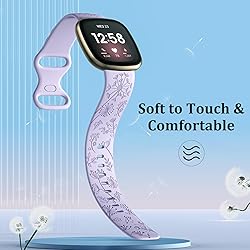 DGege Flower Engraved Bands Compatible with Fitbit