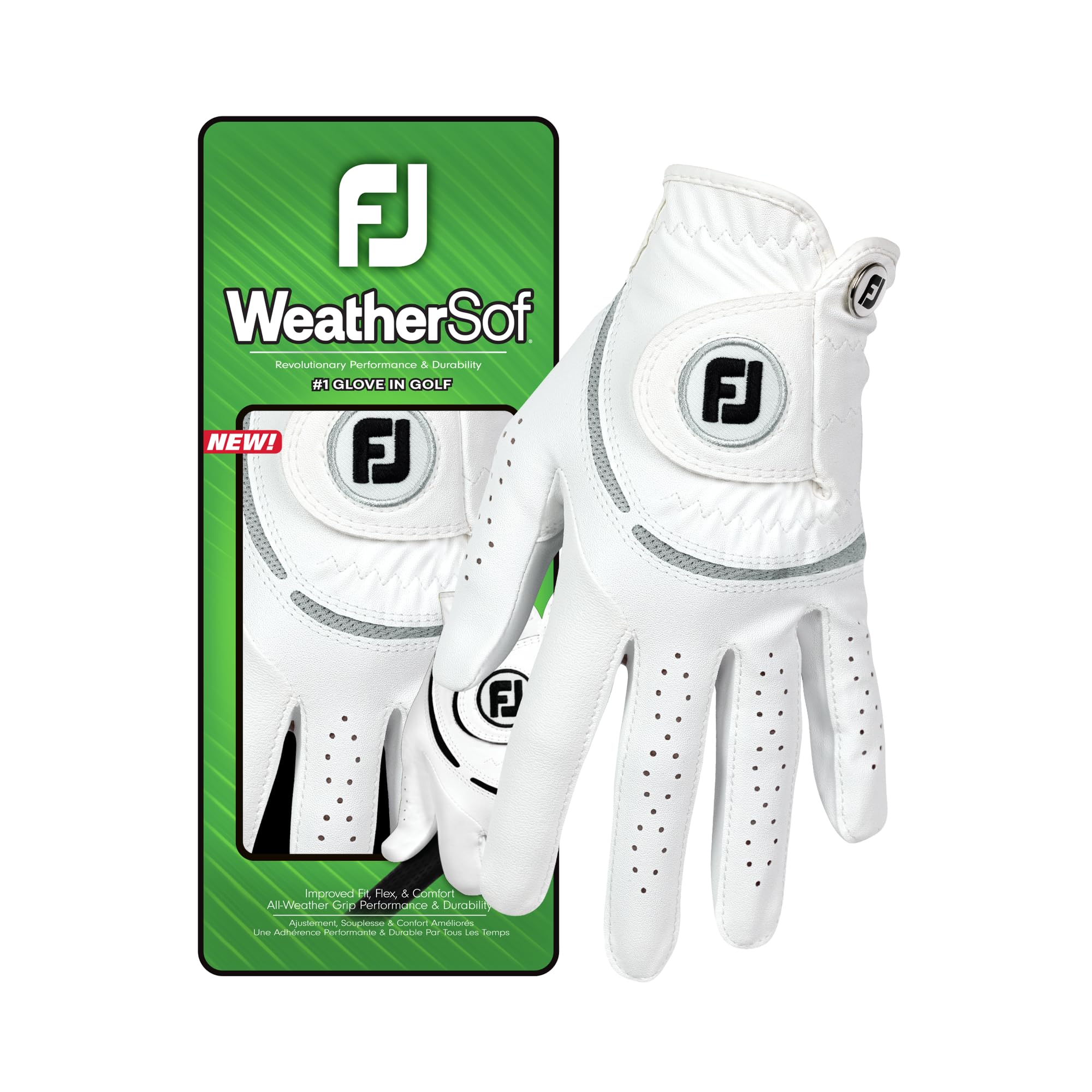 FootJoy WeatherSof Women's Golf Glovee, Left Hand (for Right Handed Golfer), White/Grey, S EU