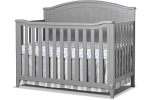 Sorelle Furniture Fairview Crib, Classic 4-in-1 Convertible Crib, Made of Wood, Non-Toxic Finish, Wooden Baby Bed, Toddler Bed, Child’s Daybed and Full-Size Bed, Nursery Furniture -Gray
