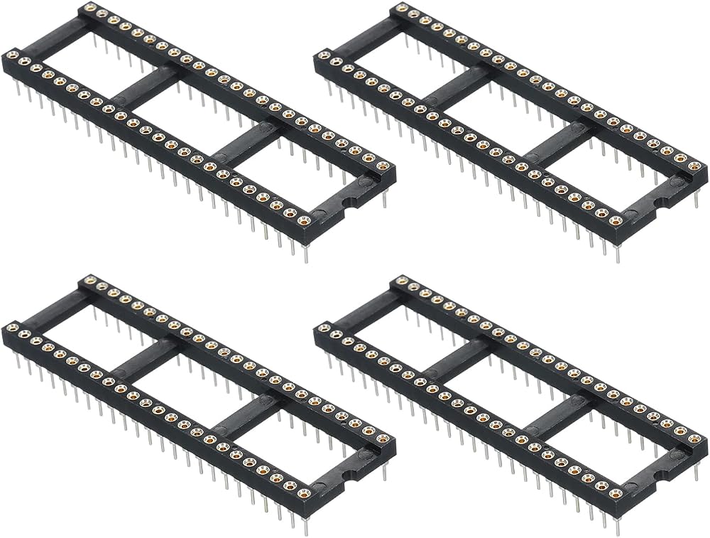 sourcing map 4pcs 48P DIP IC Socket Adapter Round Pin 2.54mm Pitch for PCB Board