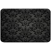 Feelyou Adults Black Vintage Damask Floral Bathroom Rugs 16