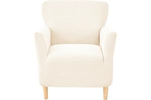 CRFATOP Stretch Mid Century Modern Armchair Slipcover 1-Piece Jacquard Accent Chair Covers with Arms Soft Chair Slipcovers for Living Room Armchair Furniture Protector Office Reception Reading Sofa,01