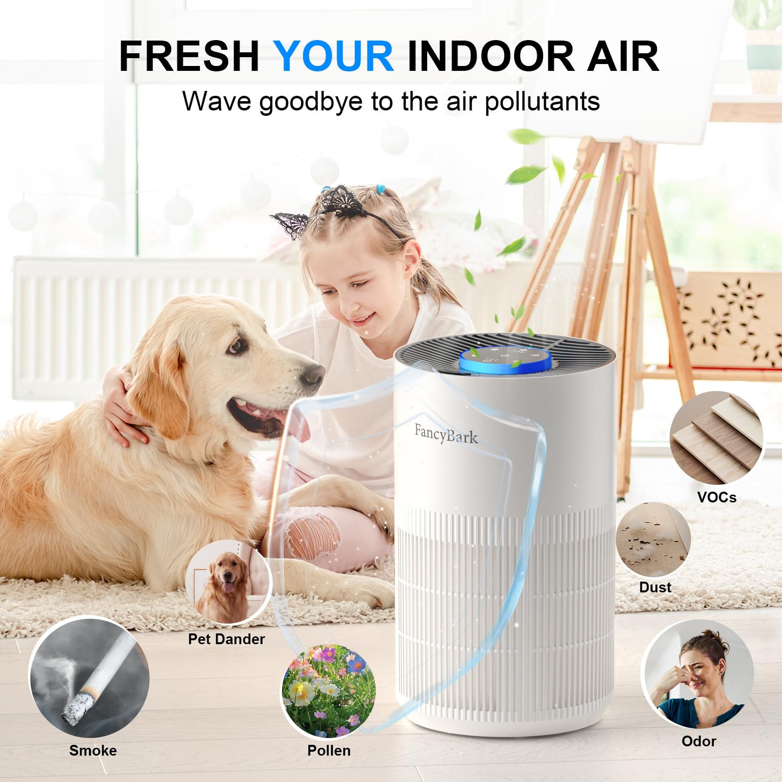 Air Purifiers for Home Bedroom Up to 1000 Ft², H14 True HEPA Room Air Purifiers for Bedroom With Sleep Mode Light Mode & Aroma Function Air Cleaner Smoke Odor Dust Pollen Pet Dander (White)