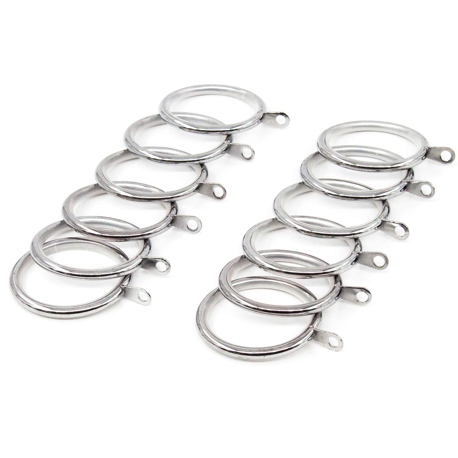 GCurtain 12 PCS Metal Curtain Rings, 45mm Internal Diameter, Curtain Pole Rings with Eyelet, Silent Glide, Chrome