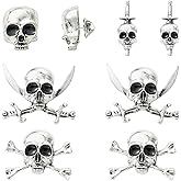 Airssory 8 Pcs 4 Styles Gothic Halloween Metal Skull Lapel Pin Backs Skull Head with Cross Sword Booch Pins Skeleton Pins for Women Men Backpack Clothes Party