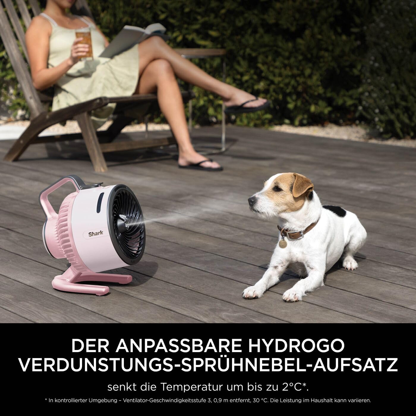 Shark FlexBreeze HydroGo Starker Ventilator mit Sprühnebel, Kühlung für drinnen & draußen, leise & langlebig, kabelgebunden & kabellos, kompakt & leicht, 5 Geschwindigkeiten, Quartz FA050EUPK 5