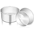 TeamFar 6 Inch Cake Pan, 6” x 3” Deep Round Cake Pan Tier Baking Tins Set Stainless Steel, For Baking Steaming Serving, Healthy & Toxic Free, Deep & Straight Size, Oven & Dishwasher Safe - Set of 2