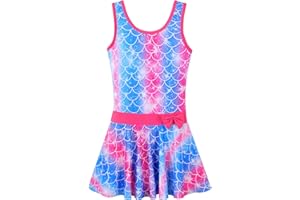 BAOHULU Girls Swimsuit One Piece UPF 50+ Floral Skirted Bathing Suit Modest Beach Swim Dress 3-11 Years