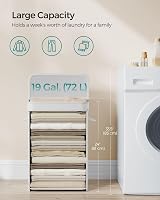 SONGMICS Bamboo Laundry Hamper with Lid 72 L Removable Liner Cloud White view 4