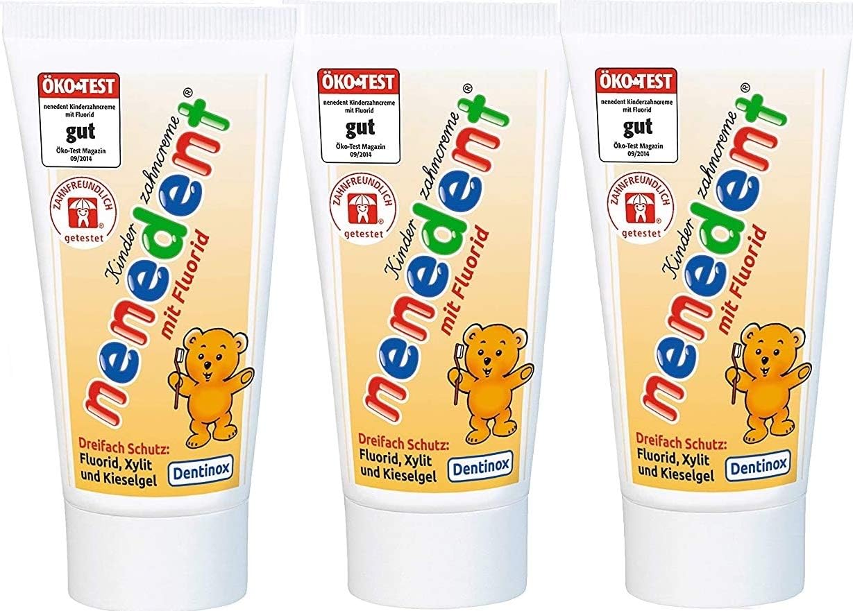 3x50 ml NENEDENT TOOTHPASTE FOR CHILDREN up 0 to 6 YEARS with RASPBERRY-STRAWBERRY FLAVOUR | Germany