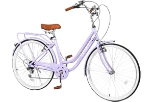 EISYROOD 26 Inch Beach Cruiser Bike for Women, Hybrid Cruiser Bike with 7 Speed, Adjustable Seat, Lightweight Women Beach Cruiser Bike with Anti-Skid Tires, V-Brakes