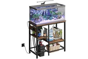 Bestier 20-29-37 Gallon Fish Tank Stand, 30x13 Metal Aquarium Stand, 6-Leg Reptile Tank Stand with 3-Tier Adjustable Storage 