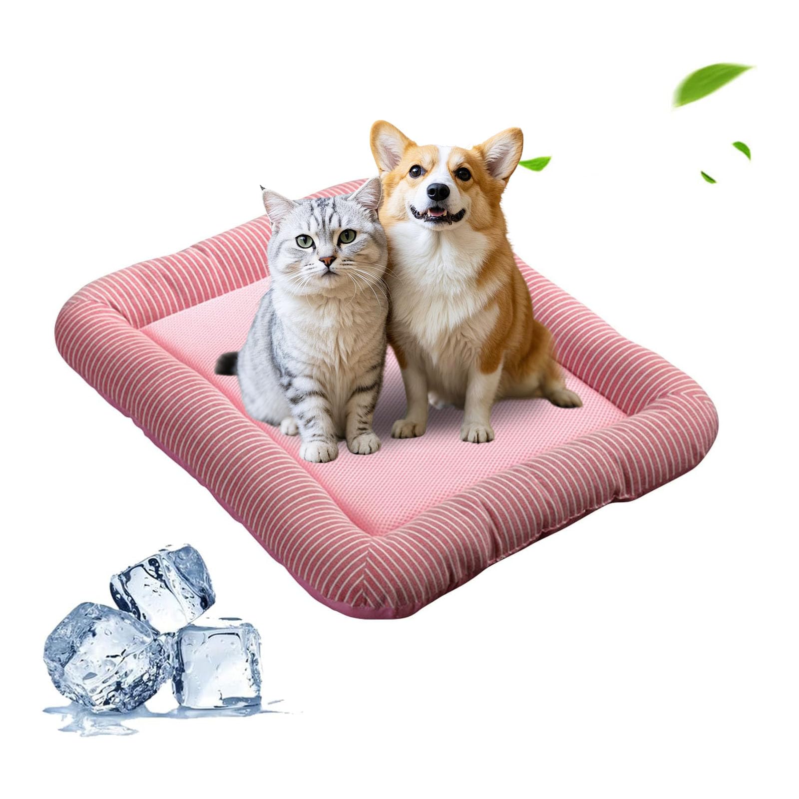 PETCUTE Cooling Pad Bed for Dogs Cats Puppy Kitten Cooling Mat Pet Cooling Mat Pad Cool Blanket Dog Bed Ice Silk Material Soft for Summer Sleeping Dog Bed Pink Small