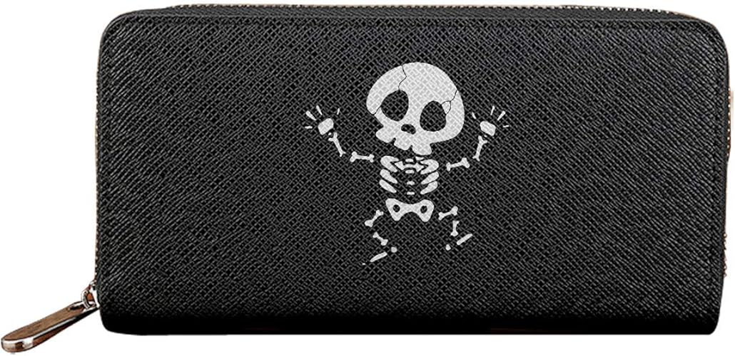 Amazon 可愛い骸骨さん 怖くない ドクロ 踊りのスカル ガイコツ祭 男女通用 長財布 小銭入れ 超薄い キルティング 財布 大容量 携帯電話 ロングウォレット シューズ バッグ