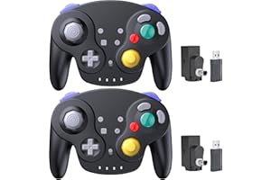 INNEXT 2 Pack 2.4 GHz Wireless NGC Switch Online Controller, GameCube & USB Receiver, Compatible with Windows PC iOS Mac Raspberry Pi Steam GameCube/Switch (Rechargeable) (Plug and Play) (Vibration) Black