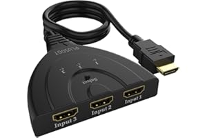 HDMI Switch, Yxflz 3-Port HDMI Switch Splitter 3x1 Selector with Pigtail Cable HD 1080P 3D Switcher Supports HDTV, Blu-ray, DVD, PS4/PS3,Xbox 360, Xbox One/One S
