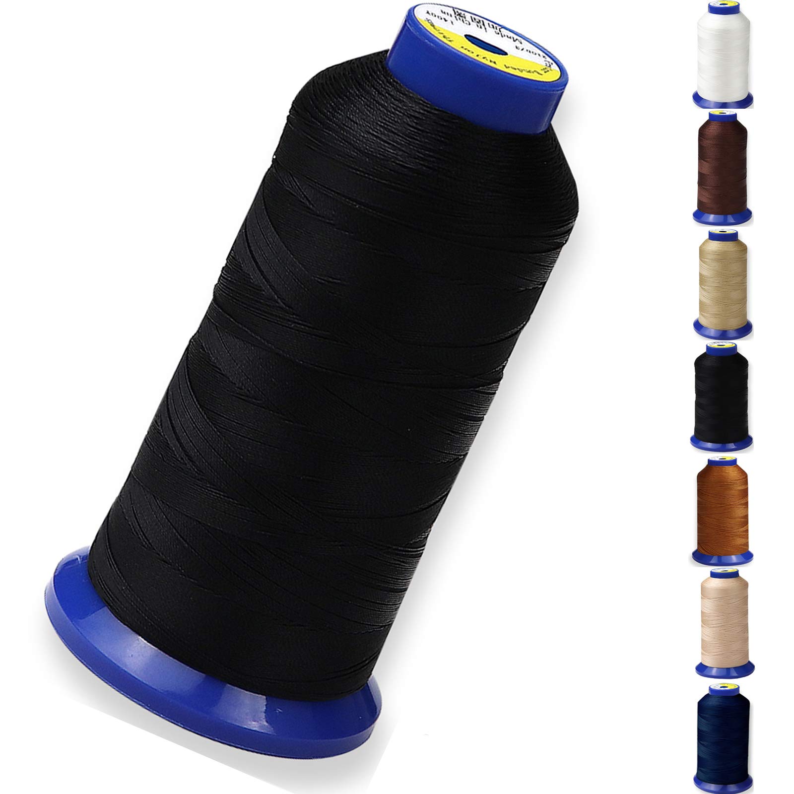 Bonded Nylon Thread for Sewing Leather,Upholstery,Jeans and Wig; #69 T70 Size 210D/3 1400 Yards (Black)