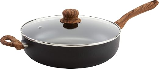 Amazon Com Imusa Usa Woodlook 12 Black Stone Fry Pan Handle And Speckled Nonstick Interior Kitchen Dining