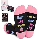 Juesly 5-18 Years Old Birthday Gifts for Girls - Socks for Girls with Pop up Birthday Card, Presents for 5-18 Year Old Grils