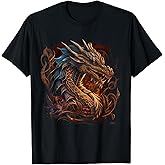 Beautiful Vintage Dragon Lover Fantasy Art Cool Illustration T-Shirt