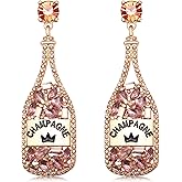 XOCARTIGE Champagne Bottle Earrings Rhinestone Crystal Beaded Champagne Drop Dangle Earrings for Women Wedding Holiday Festive Party Earrings Xmas New Year Gifts