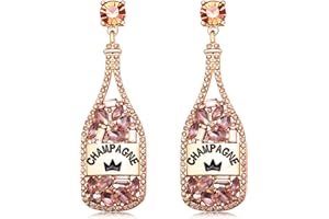 XOCARTIGE Champagne Bottle Earrings Rhinestone Crystal Beaded Champagne Drop Dangle Earrings for Women Wedding Holiday Festive Party Earrings Xmas New Year Gifts