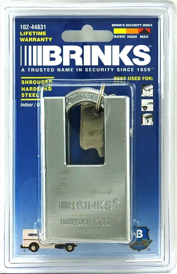 Brinks 10244831 Solid Steel Shrouded Padlock, 113/16inch (45mm