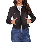 WUDODO Women's Denim Jackets Zip Up Long Sleeve Basic Trendy Trucker Jackets