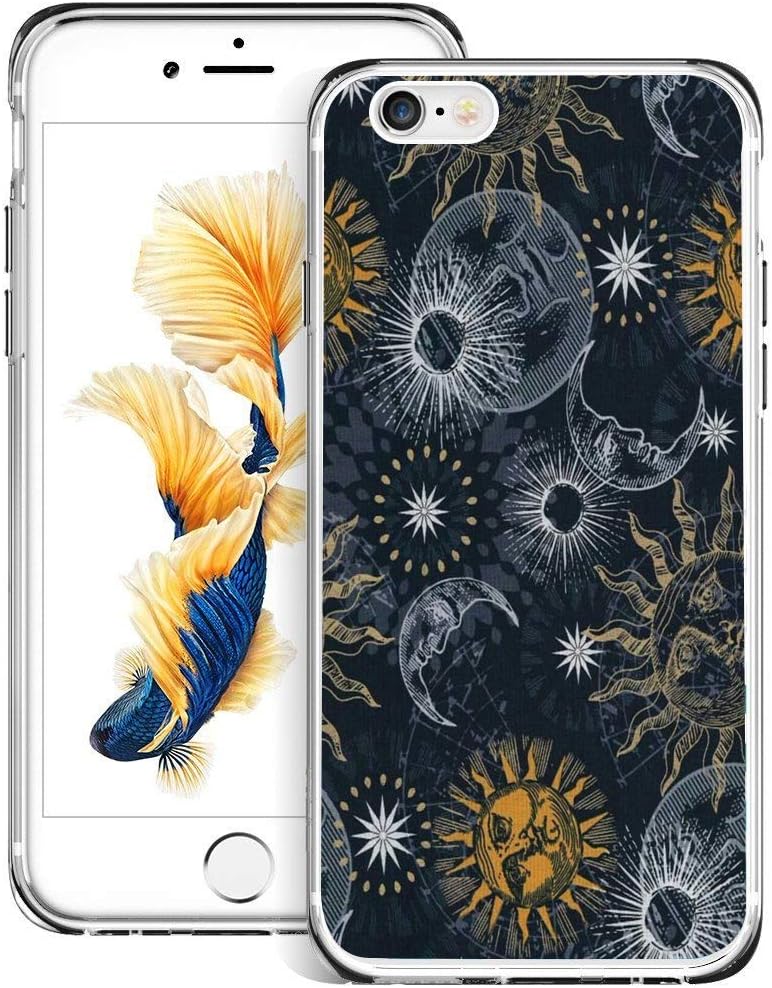 DeweiDirect Sun and Moon iPhone 6 Plus Case iPhone 6S Plus Case Transparent and Clear Frame, Soft Edge and UV Printing Slim Case 1X