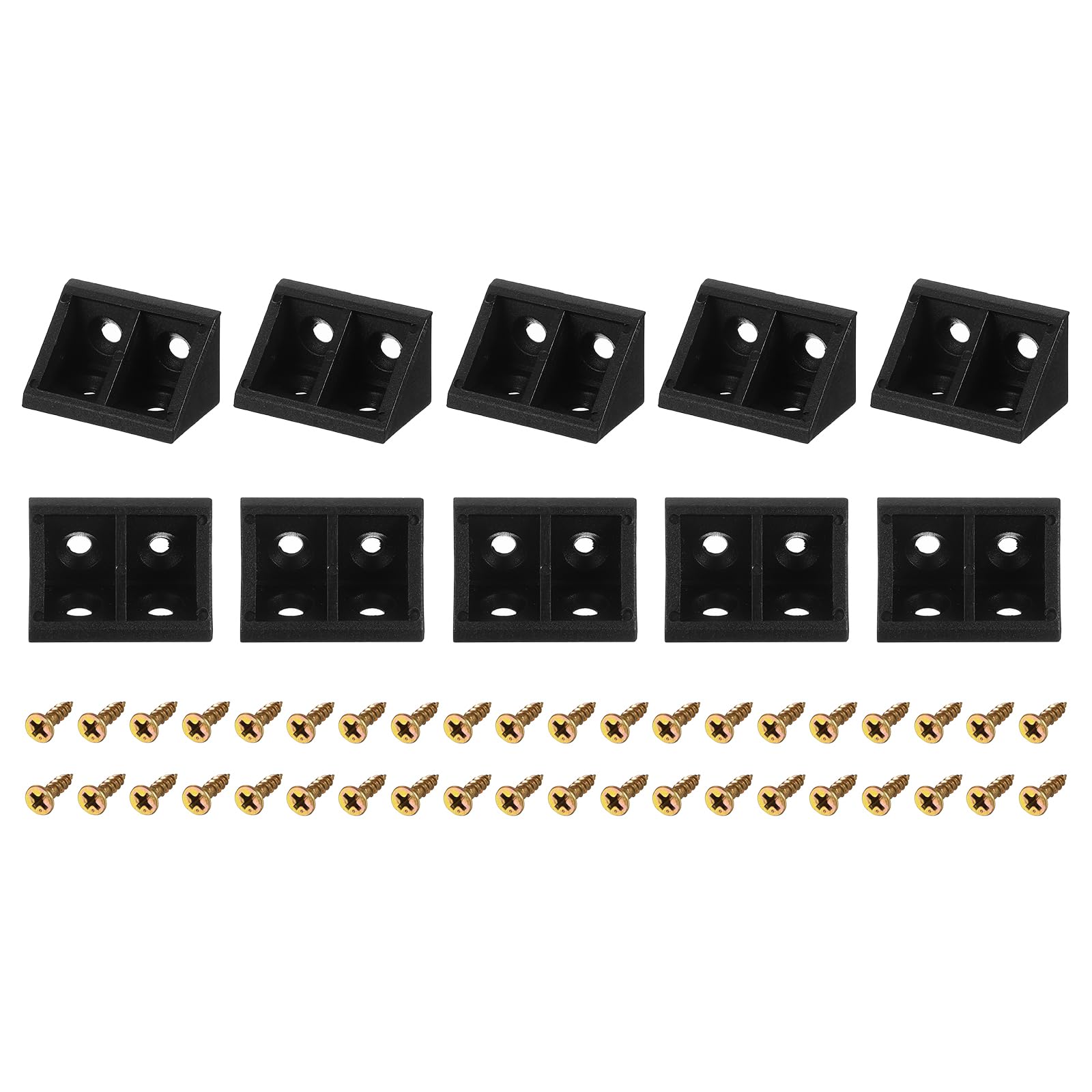 uxcell 10Pcs 90 Degree Plastic Corner Braces, 33x19x19mm Nylon Shelf Right Angle Brackets with Screws for Cabinets, Cupboards (Black)
