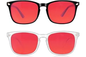 Vbewo 2 Packs Professional Sleep Glasses with 99.9% Blue Light Blocking Dual AR Coatings Red Lens, Computer Gaming Glasses for Men Women, Anti Fatigue & Eye Strain