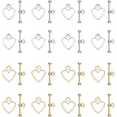SUPERFINDINGS About 200 Sets Heart Toggle Jewelry Clasps 2 Colors Necklace Toggle Clasp Alloy T-Bar Closure Connector Set for Necklace Bracelet Jewelry Making DIY Craft