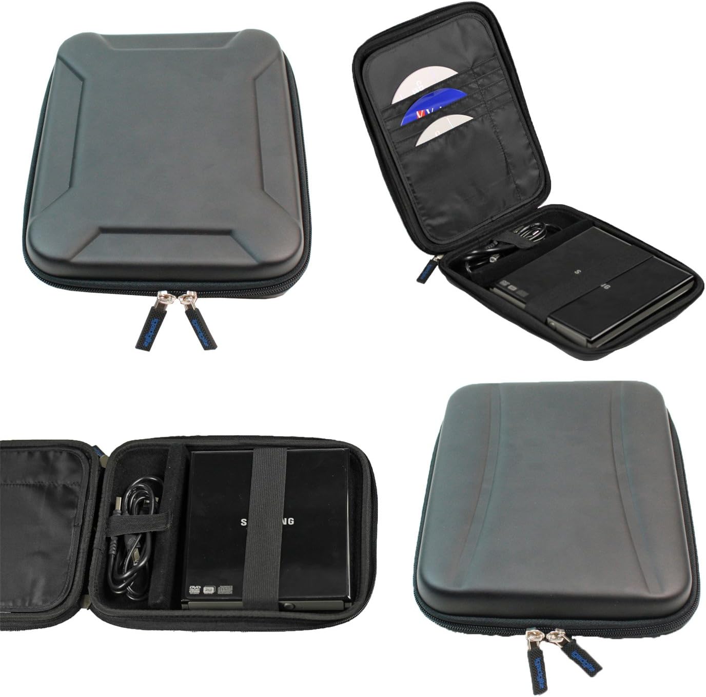 iGadgitz Black EVA Travel Hard Case Sleeve for HP Ultra-Slim DVD600S Portable USB DVD/CD External Writer Drive Carrying Storage Cover