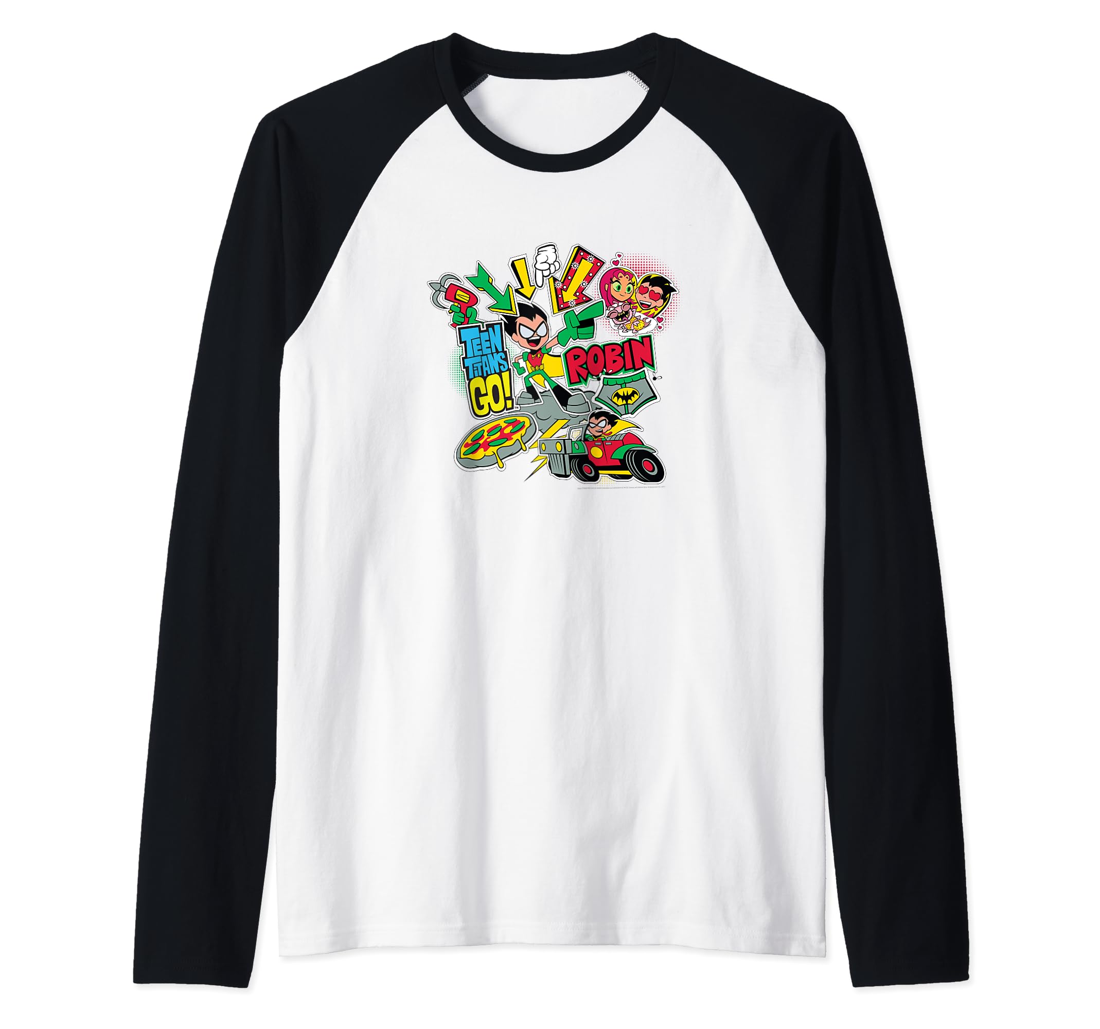 Teen Titans Go Robin Montage Raglan Baseball Tee