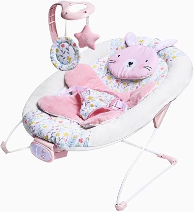 LADIDA Baby Bouncer Birth to 6 Months 3 Speeds 8 Songs Removable Toy Bar