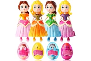 xutengy 4 Pack Easter Stockings Gifts Jumbo Princess Eggs， Deformation Prefilled Stocking Stuffers Deformation Toys for Kids Toddler Boys Girls ，Basket Stuffers Gifts Fillers