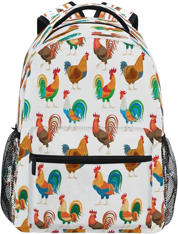 Mouthdodo Funny Roosters Mochila de granja de pollos, diseño de