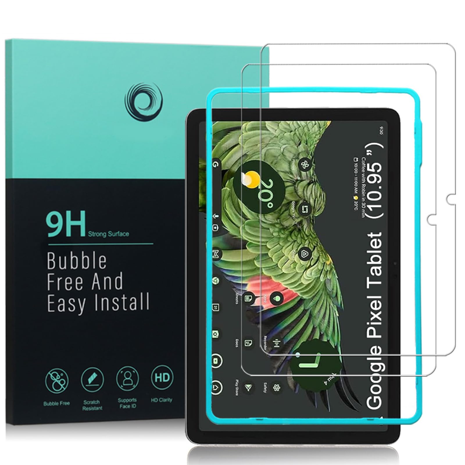 Ibywind Screen Protector For Google Pixel Tablet(10.95 Inches),with 2 Pcs Tempered Glass [Fingerprint Reader,Easy to install]