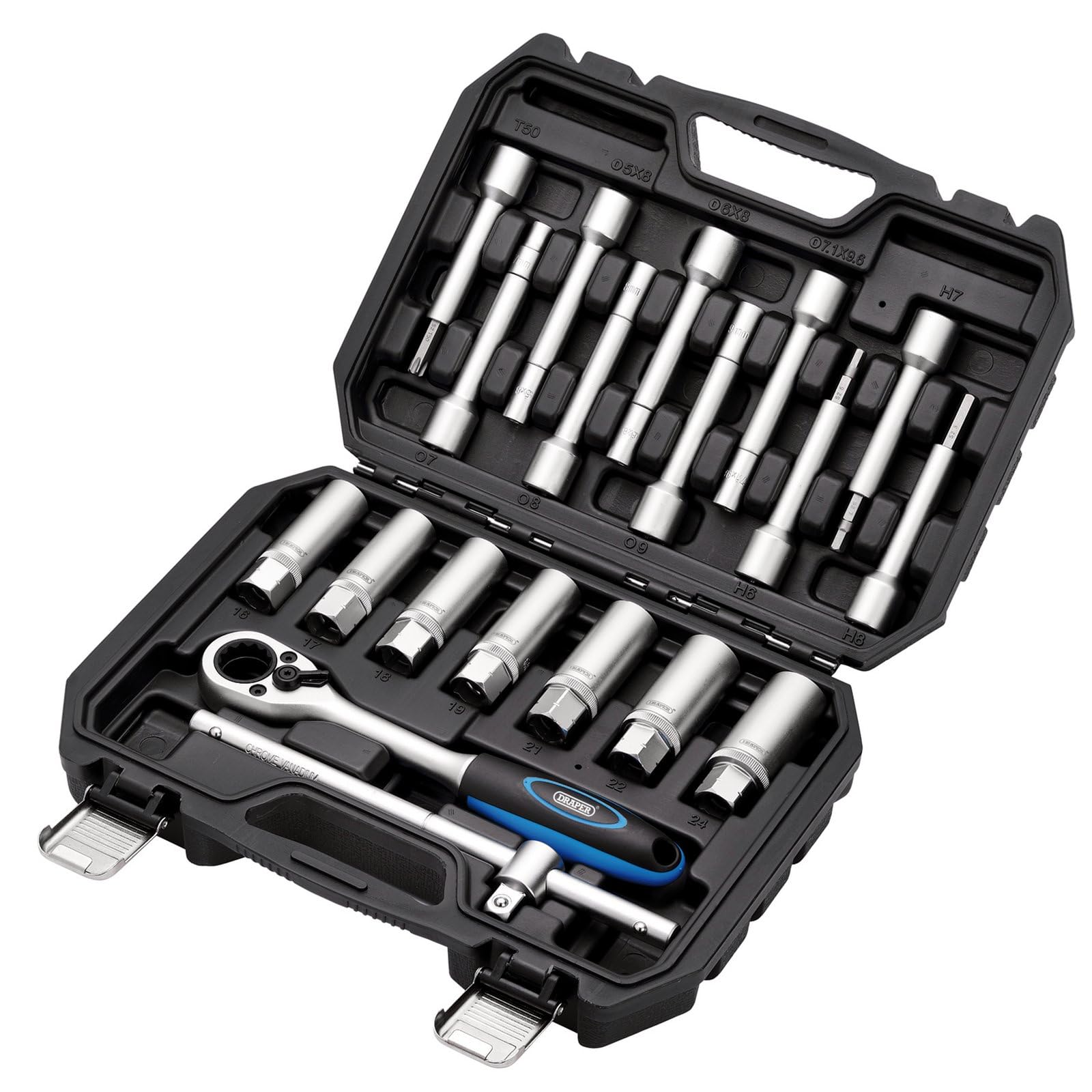 Draper 19 Piece Shock Absorber Strut Nut Kit, 1/2" Sq. Dr. - 13604 - CRV Steel