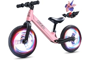 Ridego Toddler Balance Bike 2 Year Old,12Inch Colorful Lighting Kids Bike,Lightweight Push Bicycle with Adjustable Seat, Ride-on Toys Birthday Gift 2 3 4 5 Year Old Boys Girls