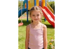 Girls' T-Shirt Sleeveless Ribbed Cami Top Tee Casual Summer Tank Shirt Basic Undershirt for Toddlers & Kids 4-7 Years