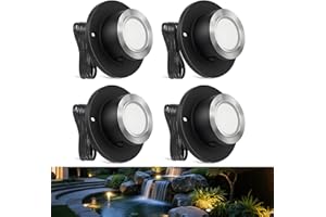 SMY Lighting 3W LED Pond Lights 12-24V AC/DC Low Voltage Underwater Fountain Lights 3000K Warm White IP68 Waterproof for Outdoor Ponds Fountains Waterfalls, 4 Pack