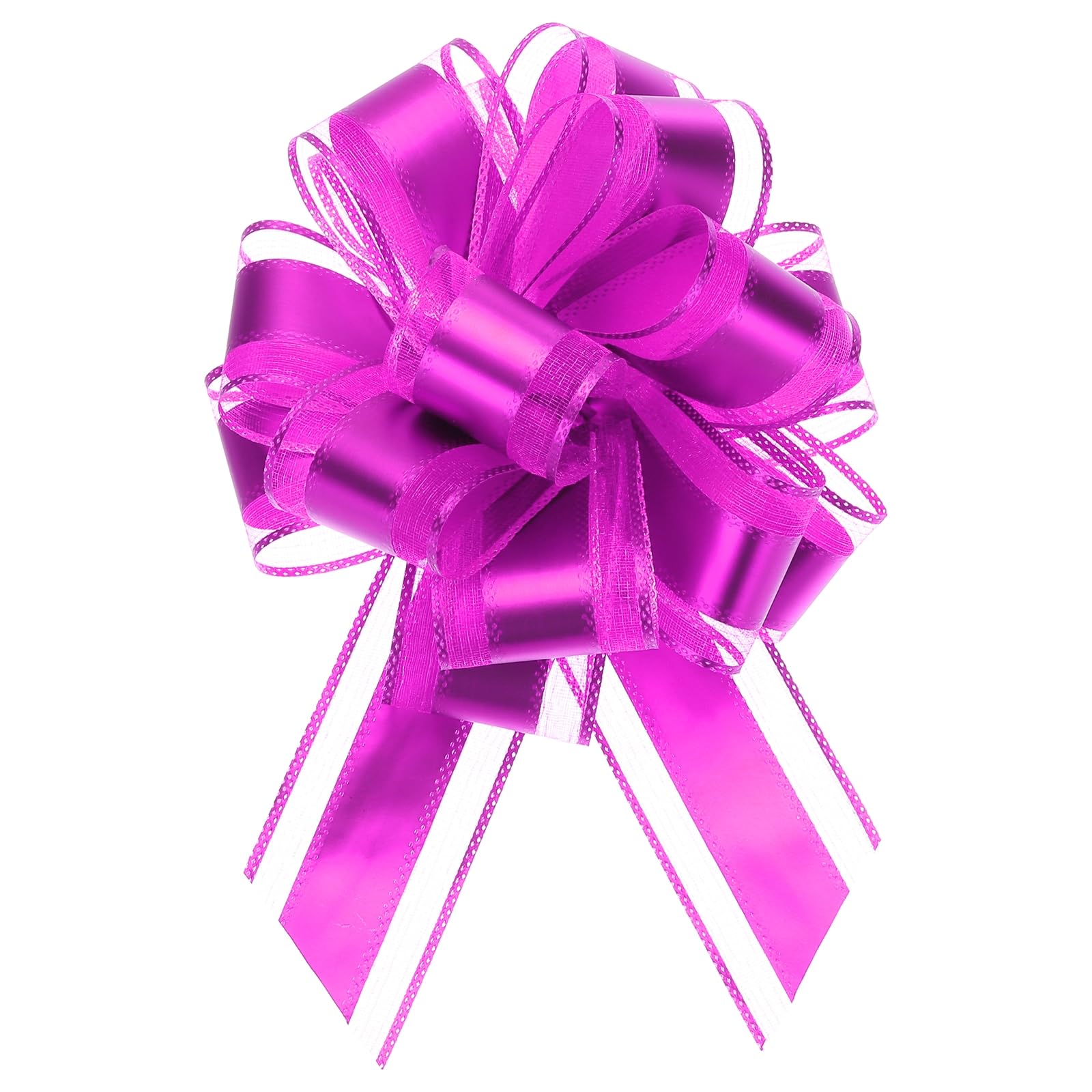 Uxcell 12pcs 8 Inch Extra Large Pull Bow Metallic Gift Wrapping Bows Ribbon Organza Rose Red for Wedding Baskets Presents Christmas Party