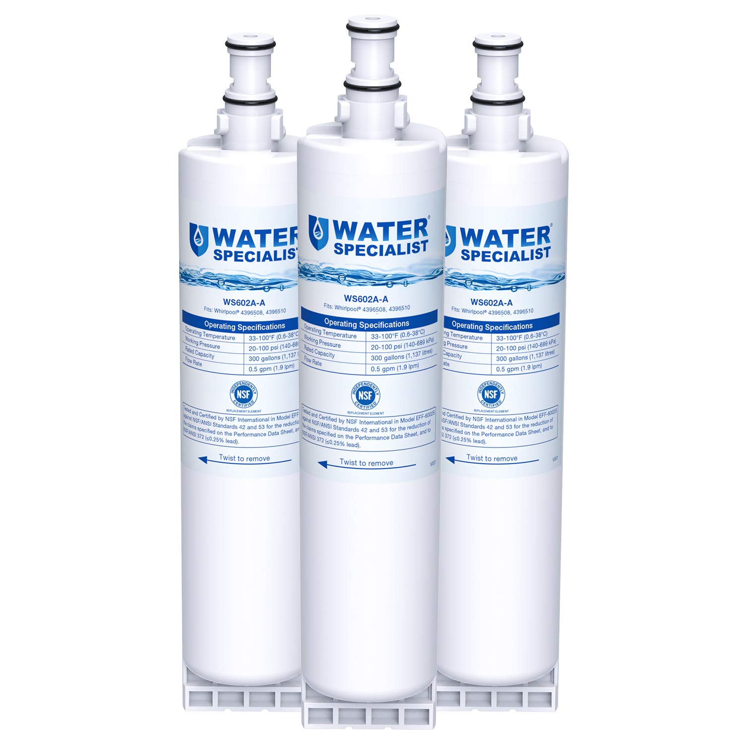 Waterspecialist NSF 53&42 Certified 4396508 Refrigerator Water Filter