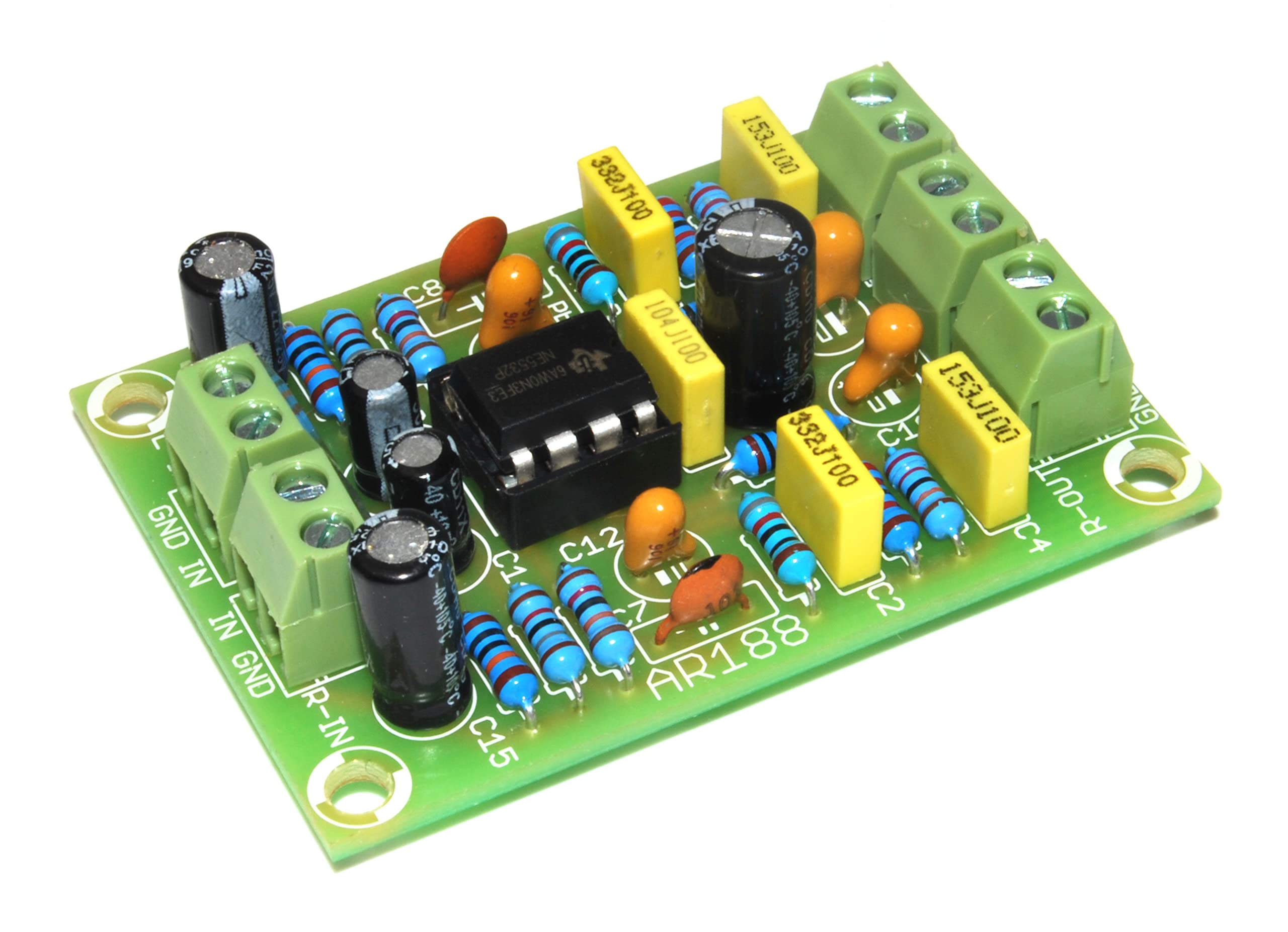 ArliKits AR188 RIAA Stereo Preamplifier for Record Player Assembly Kit Rio Pre-amplifier Equalizer Green