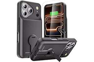 GIN FOXI for iPhone 17 Pro Battery Case with Stand, Charging Case Charger 8500mAh Ultra-Slim Lightweight Powerful Battery Pack 15W Fast Rechargeable Anti-Fall TPU Juice Box (6.3") Black