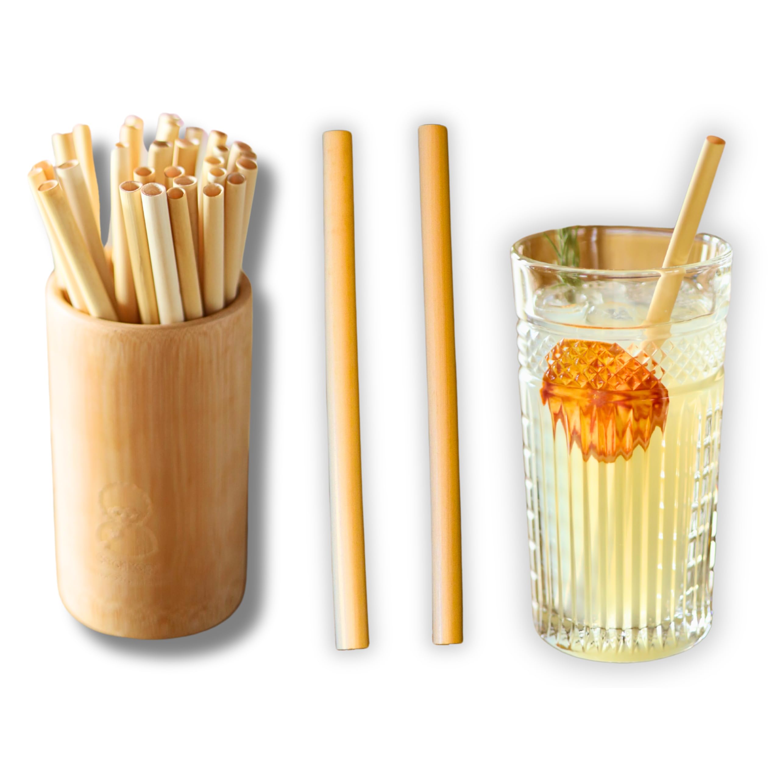 Straw Head Reed Straws Disposable Sustainable 200 Pieces in 20 cm Length and 7-10 mm Diameter, Tasteless Stable & Biodegradable, Drinking Straws Alternative Compostable
